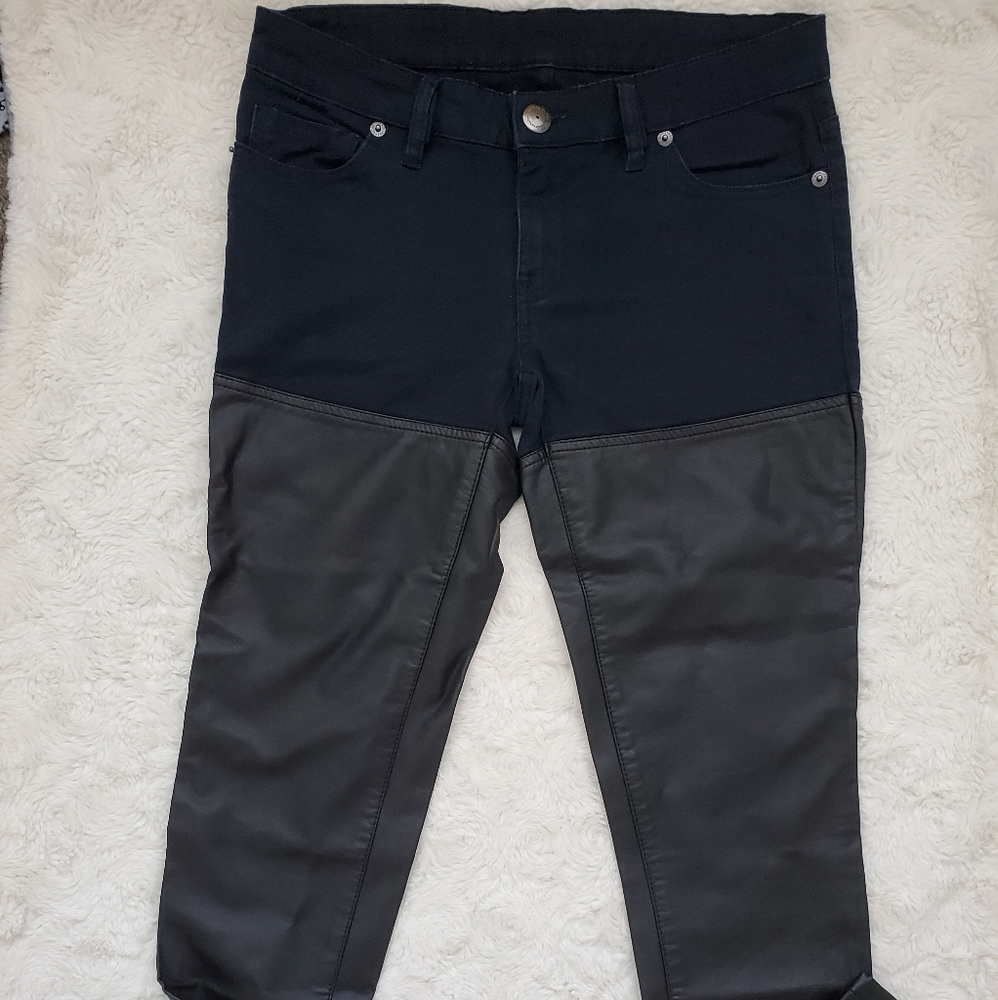 BCBGeneration Blue and Black Faux Leather Jeans - Picture 3 of 12